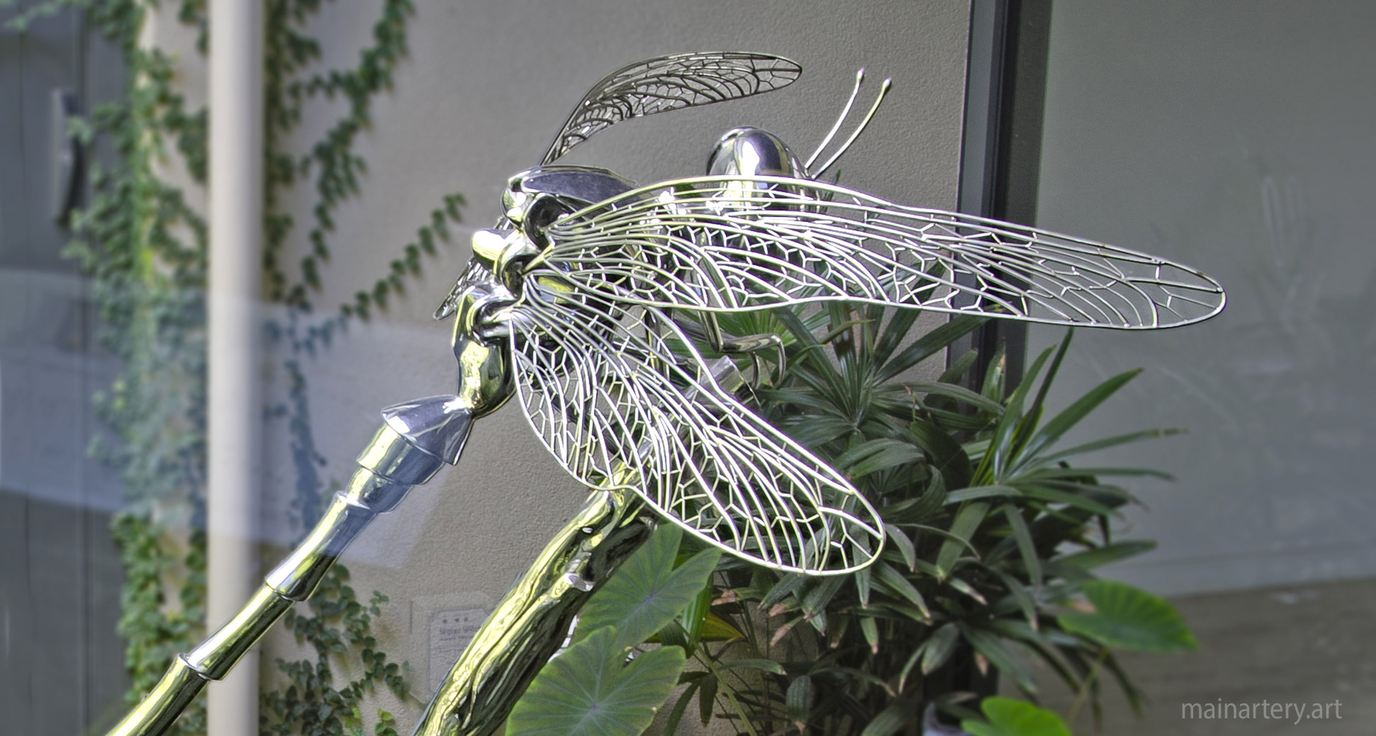 interior metal modern residential dragonfly sculpture image