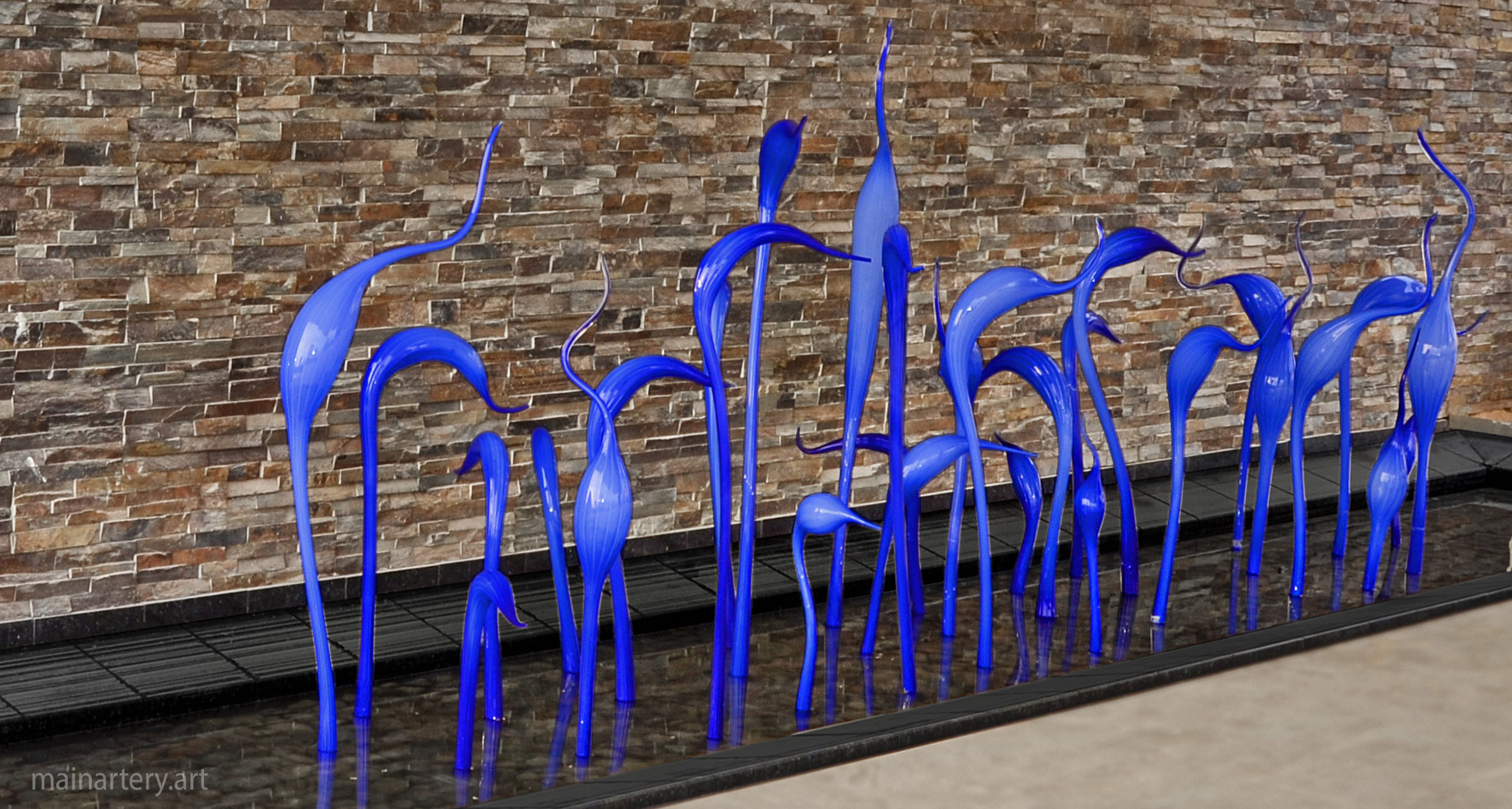 large glass abstract water feature image