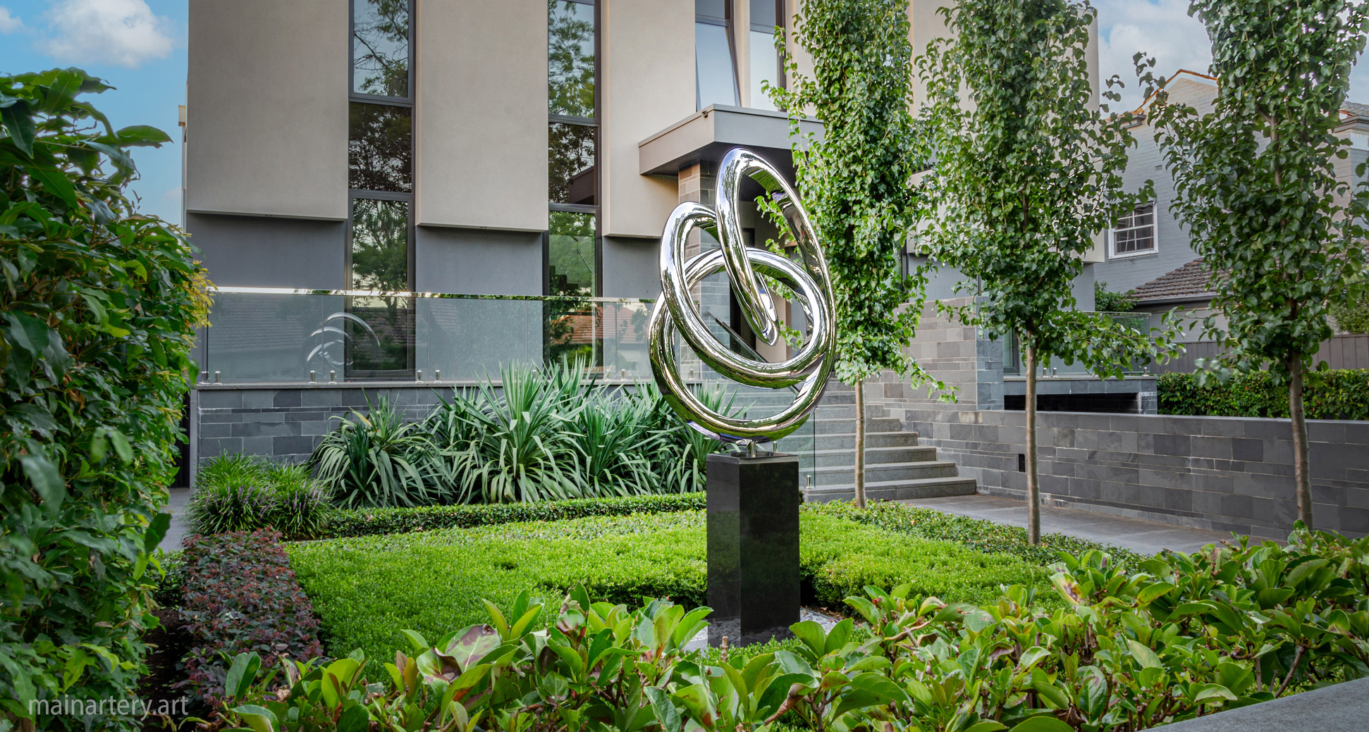 large stainless steel abstract outdoor art image