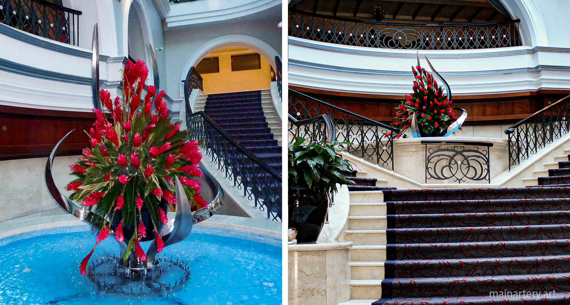 lobby interior stainless modern water feature image