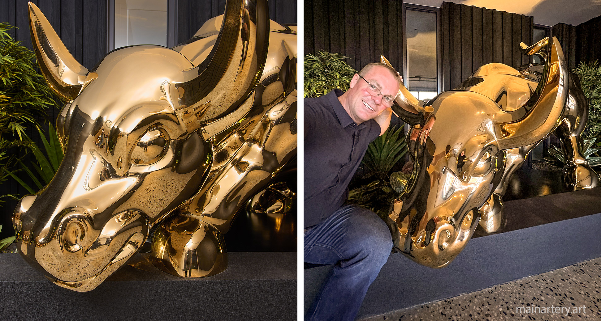 monumental polished modern interior raging bull sculpture todd stuart image