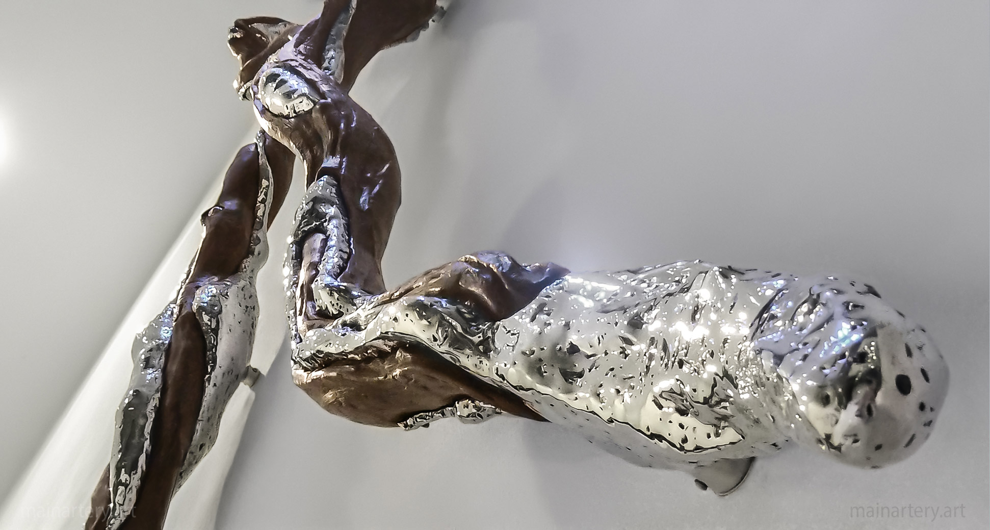 natures vein wall sculpture detail polished stainless image