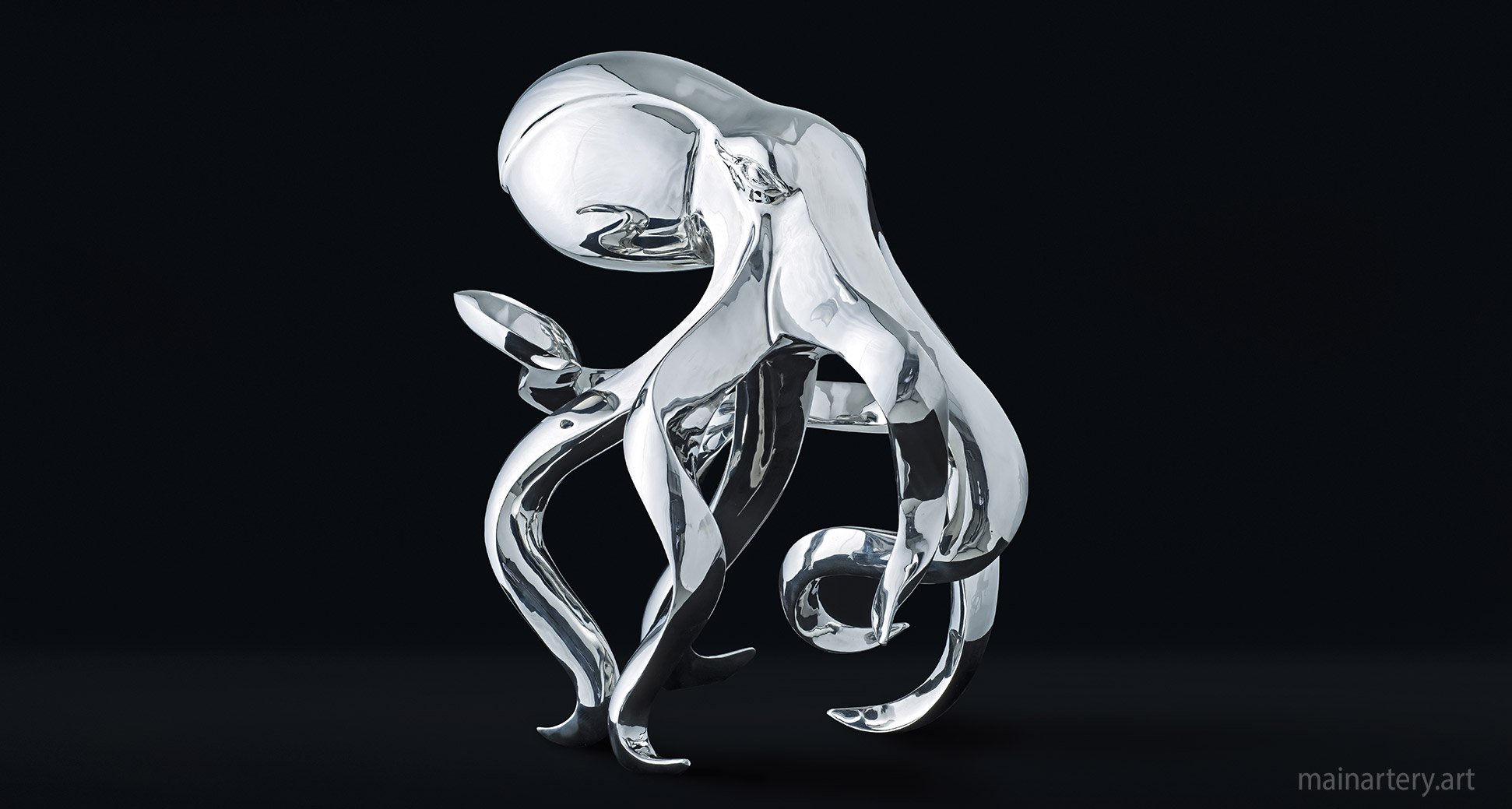 tabletop stainless steel organic interior artwork image