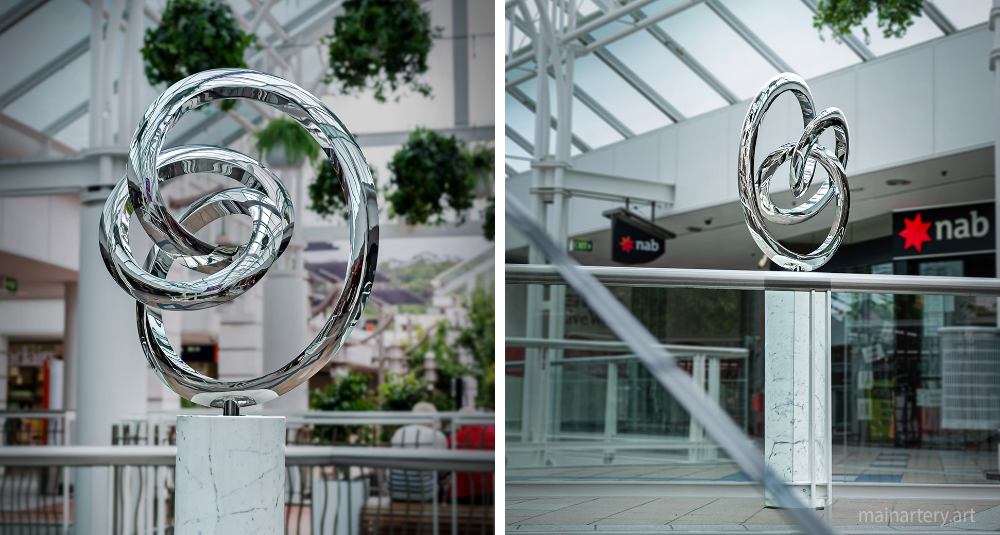 freestanding mirror polished abstract mall artwork image