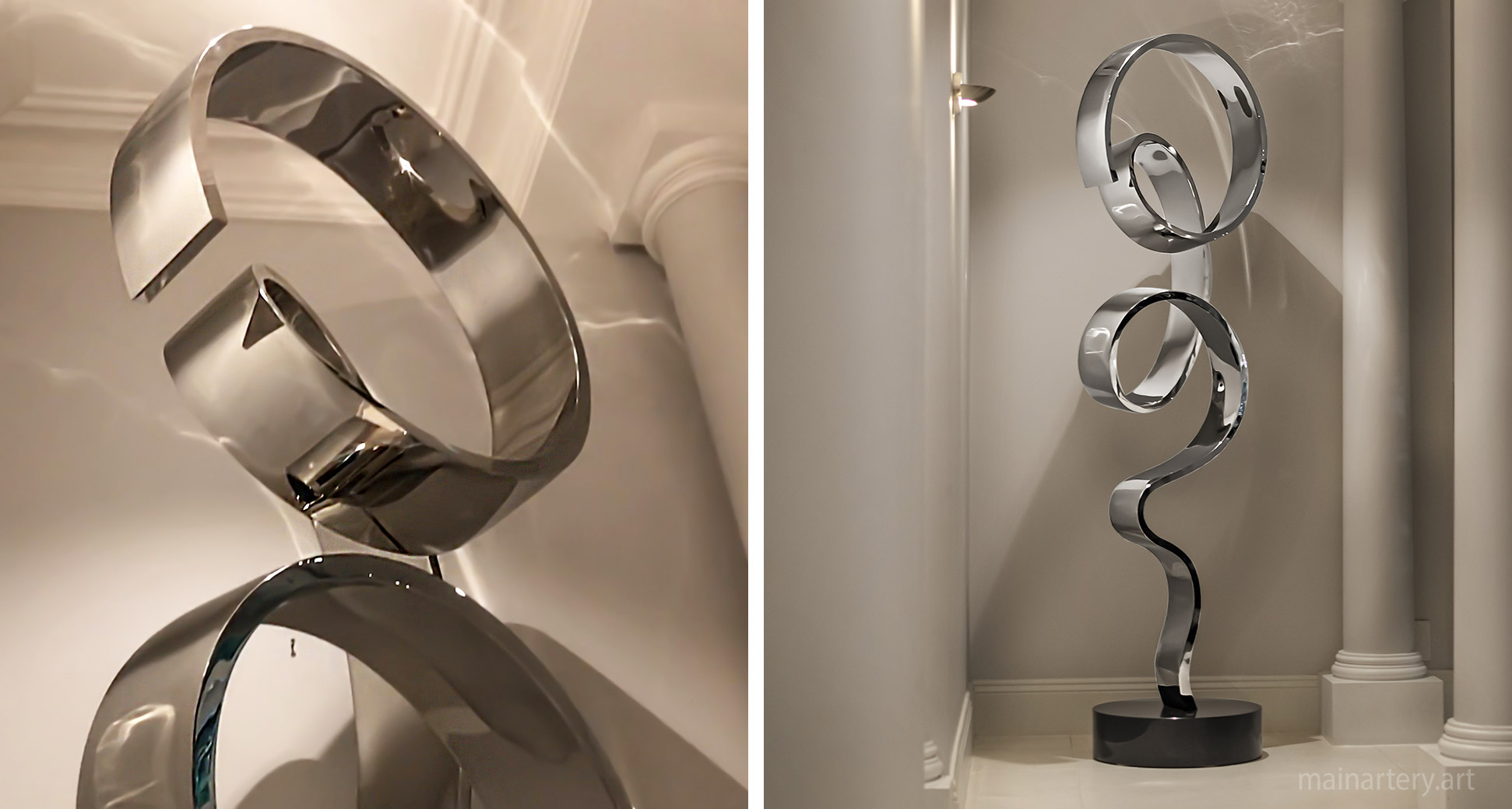 freestanding modern metal ribbon artwork image