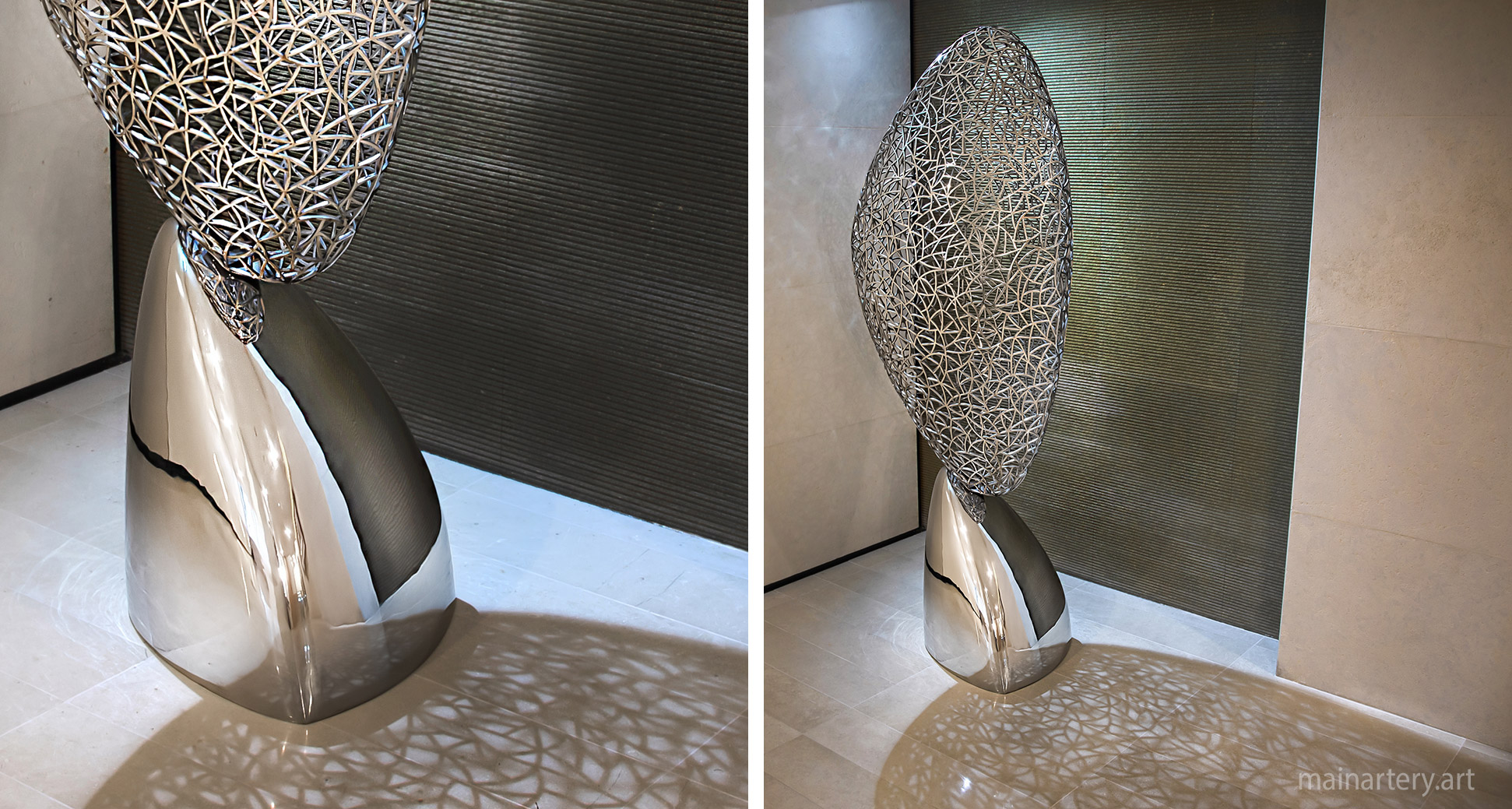 freestanding stainless algorithmic pebble artwork image