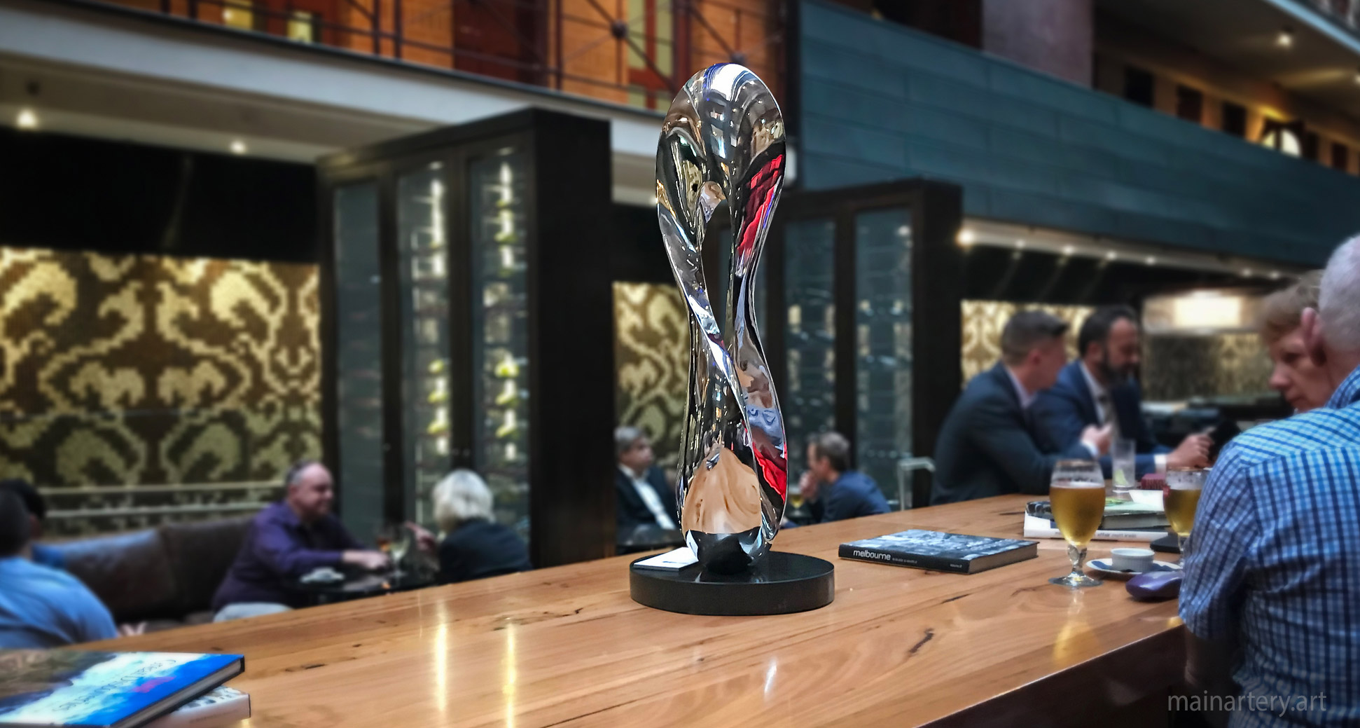 freestanding stainless modern restaurant artwork image