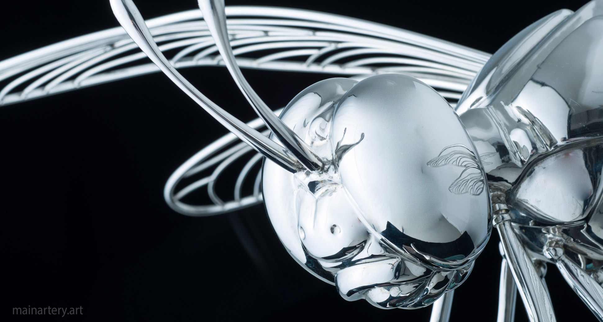 realistic polished tabletop dragonfly sculpture image