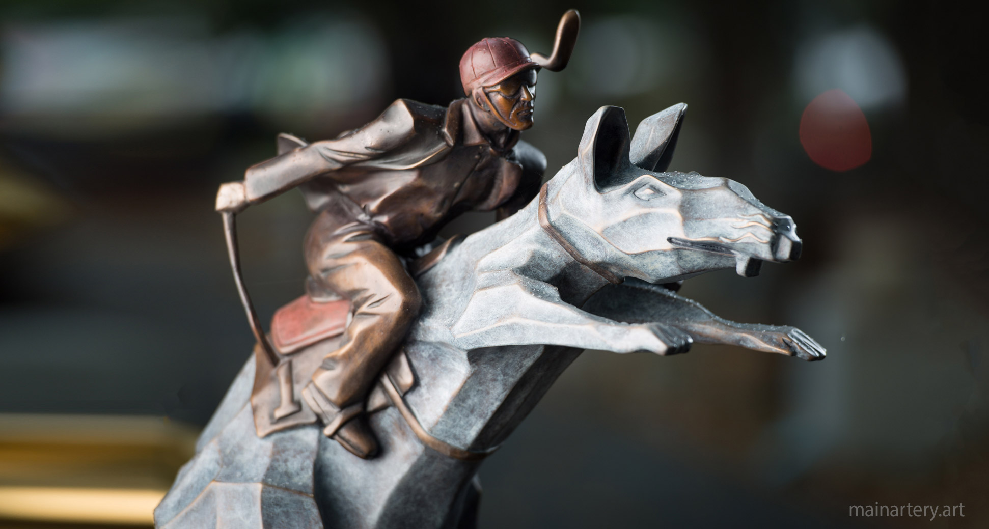 small patina rat race garden sculpture image