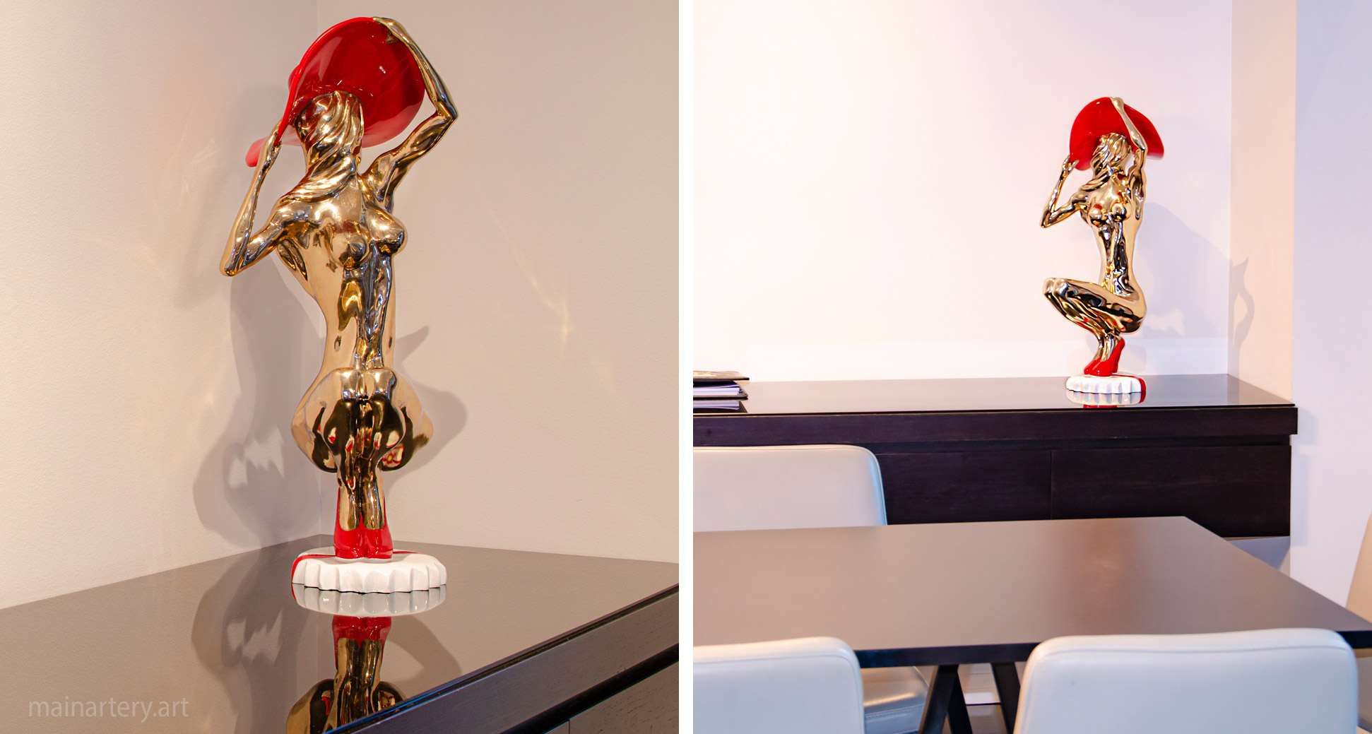 small polished bronze contemporary interior sculpture image