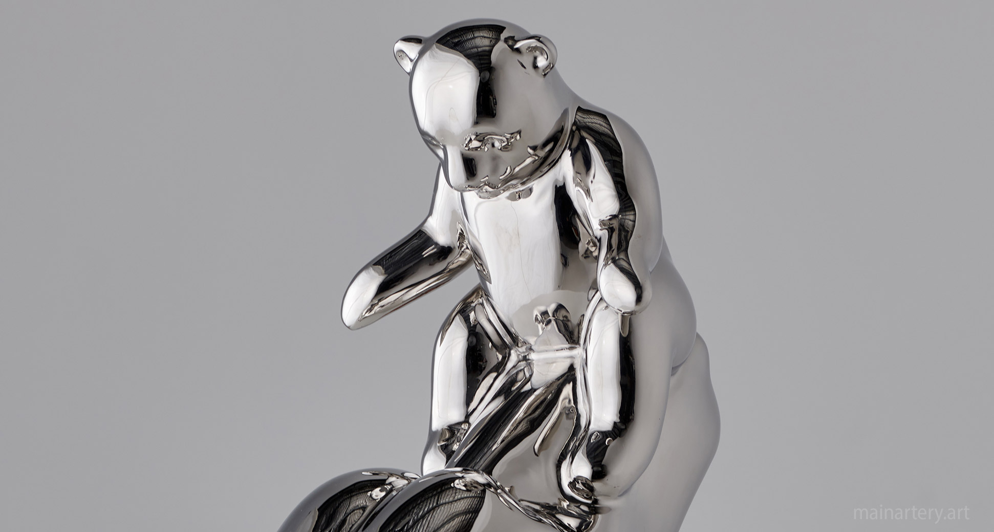 stainless cub baby polar bear sculpture image