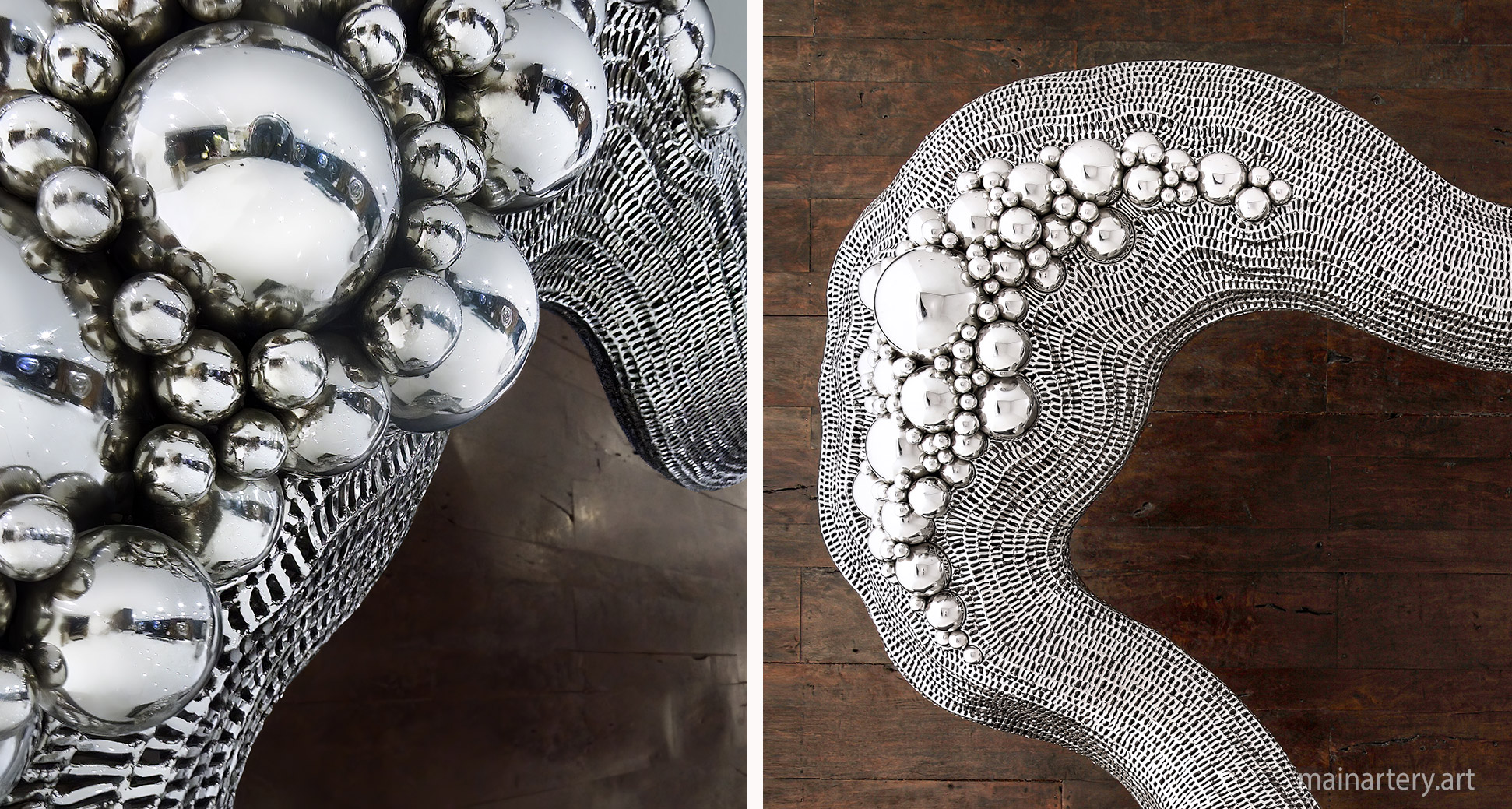 stainless steel organic sculpture art detail image