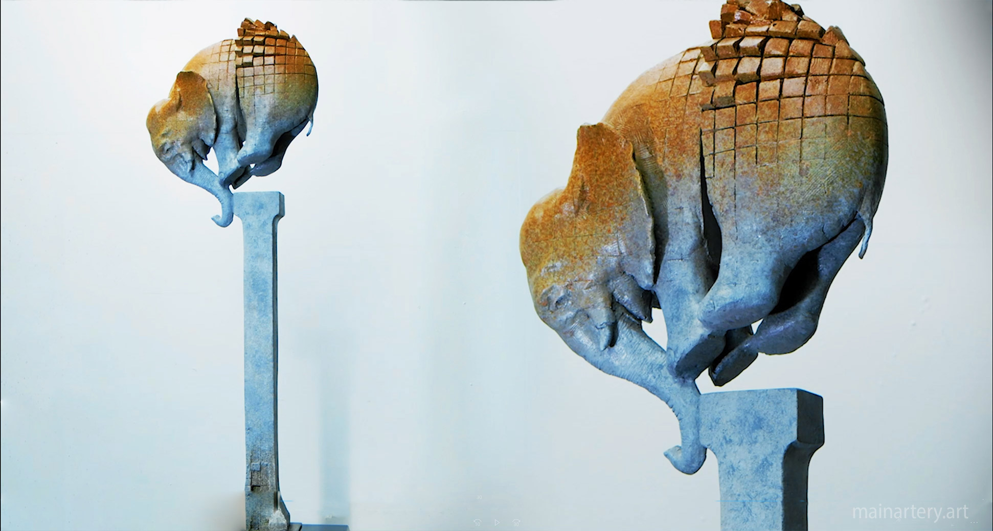 Jumbo Juxtaposition Sculpture, image 5, featuring the juxtaposition of sleek and rugged surfaces