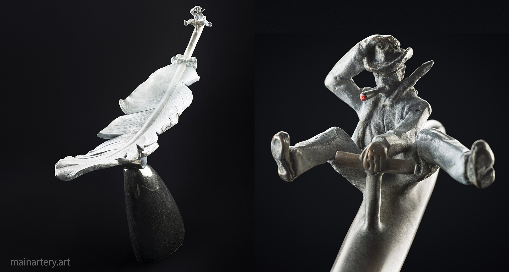 bronze equilibrium feather cowboy art image