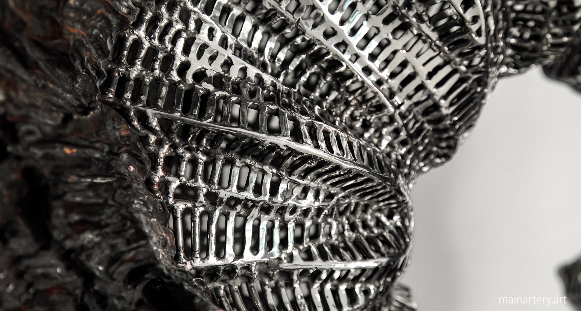 designers high end sculpture metal wood detail image