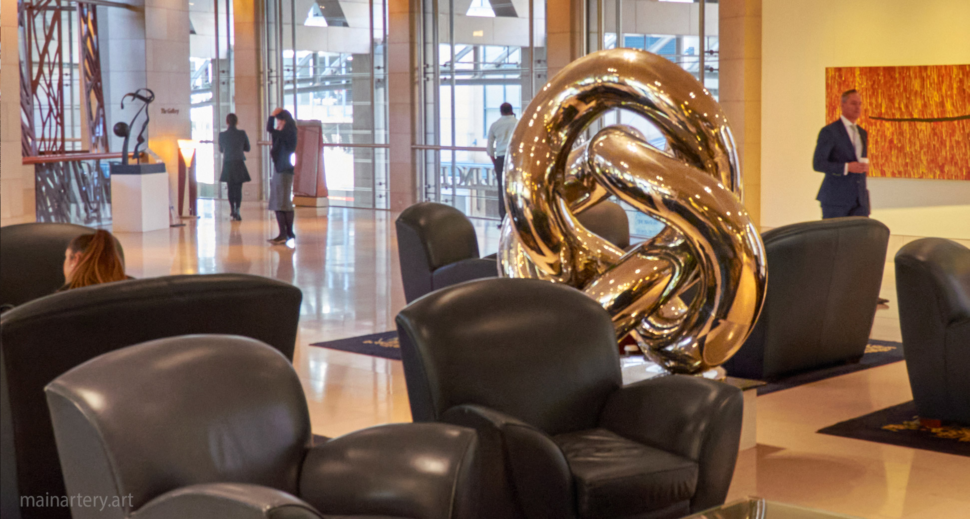 freestanding stainless steel spherical feng shui sculpture image