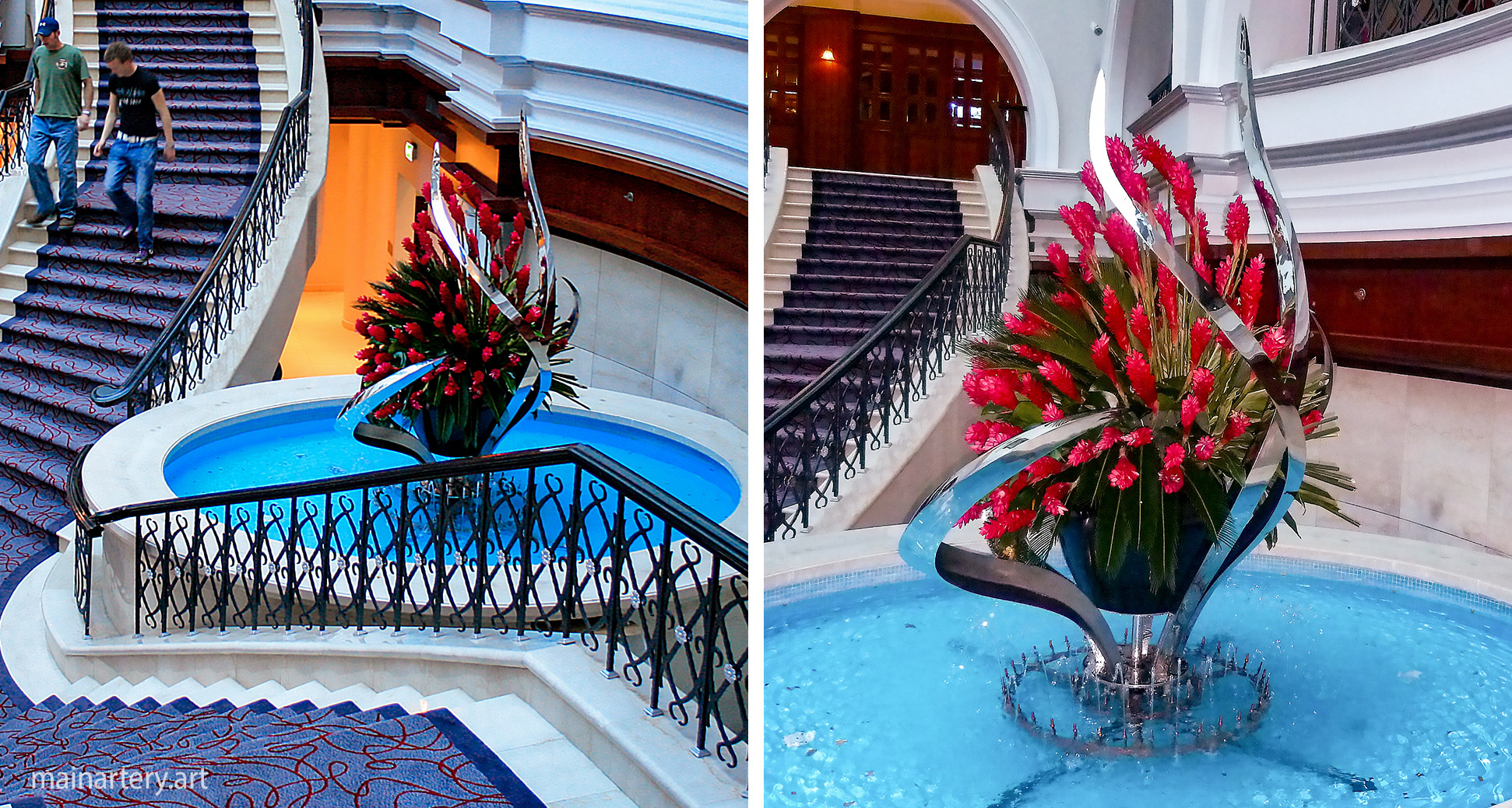 hotel abstract organic embrace fountain artwork image