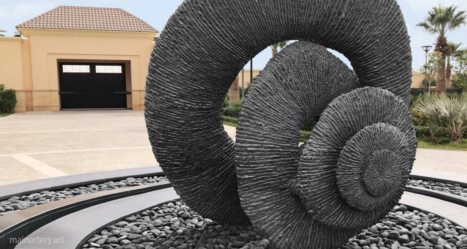 huge stone abstract public art sculpture image