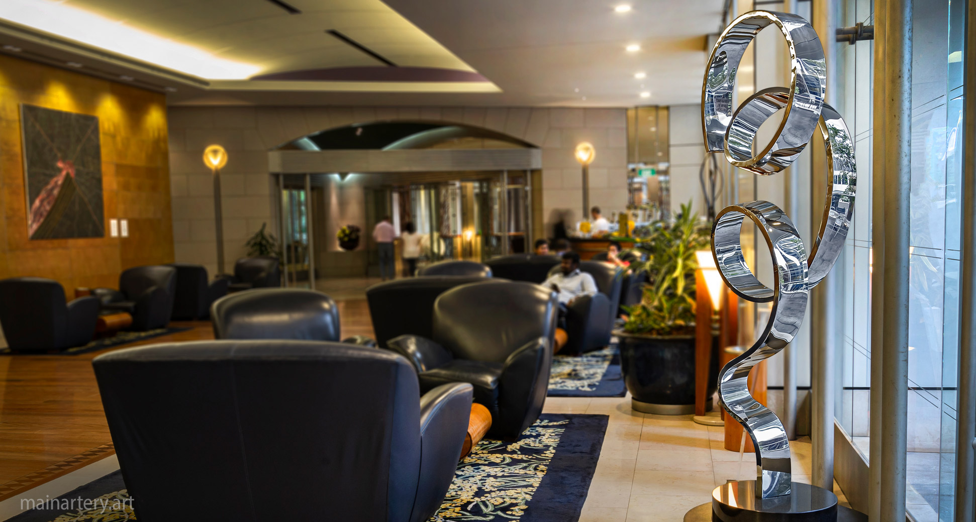 mirror polished contemporary lobby sculpture image