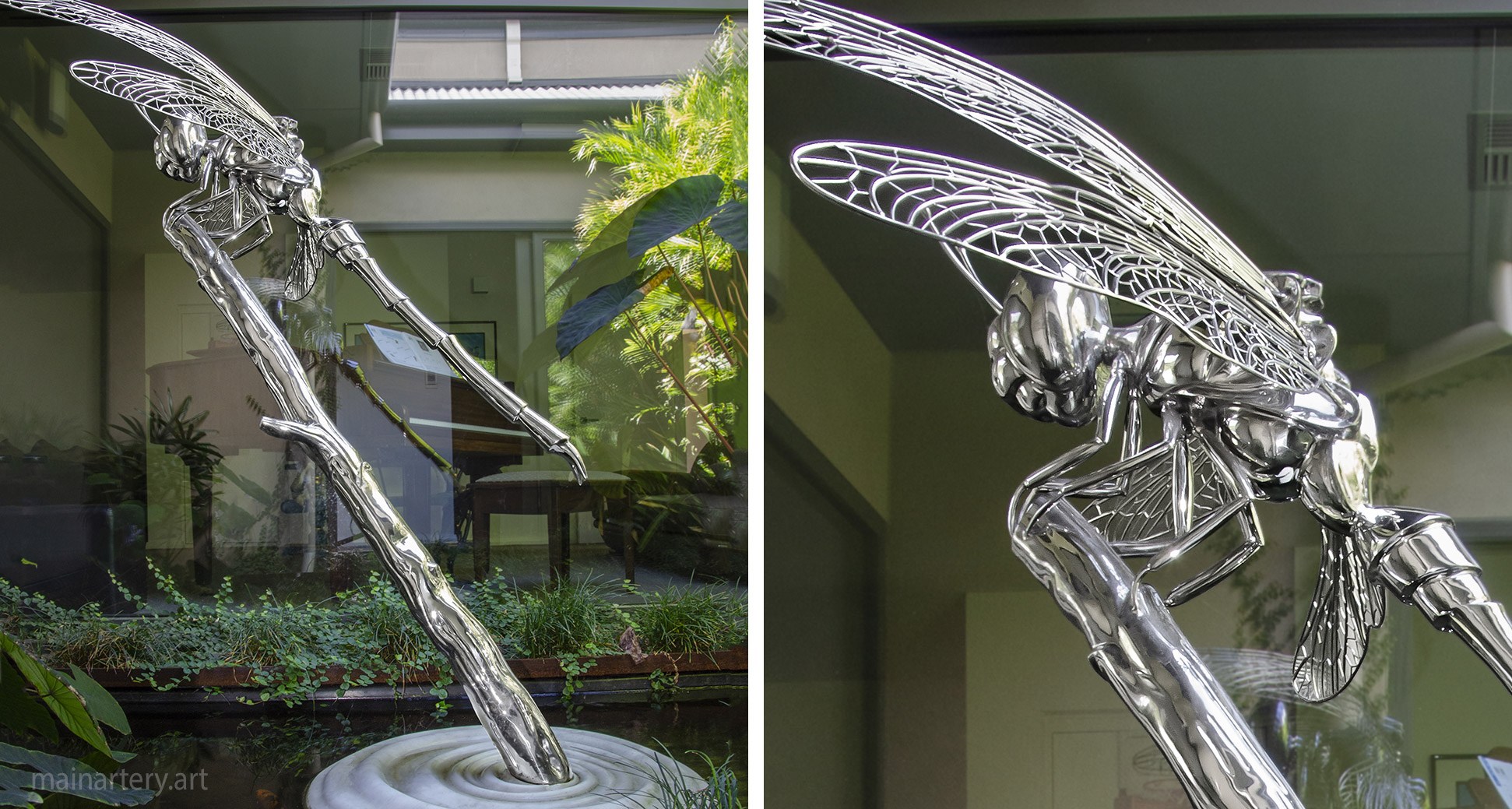 outdoor polished contemporary dragonfly art image
