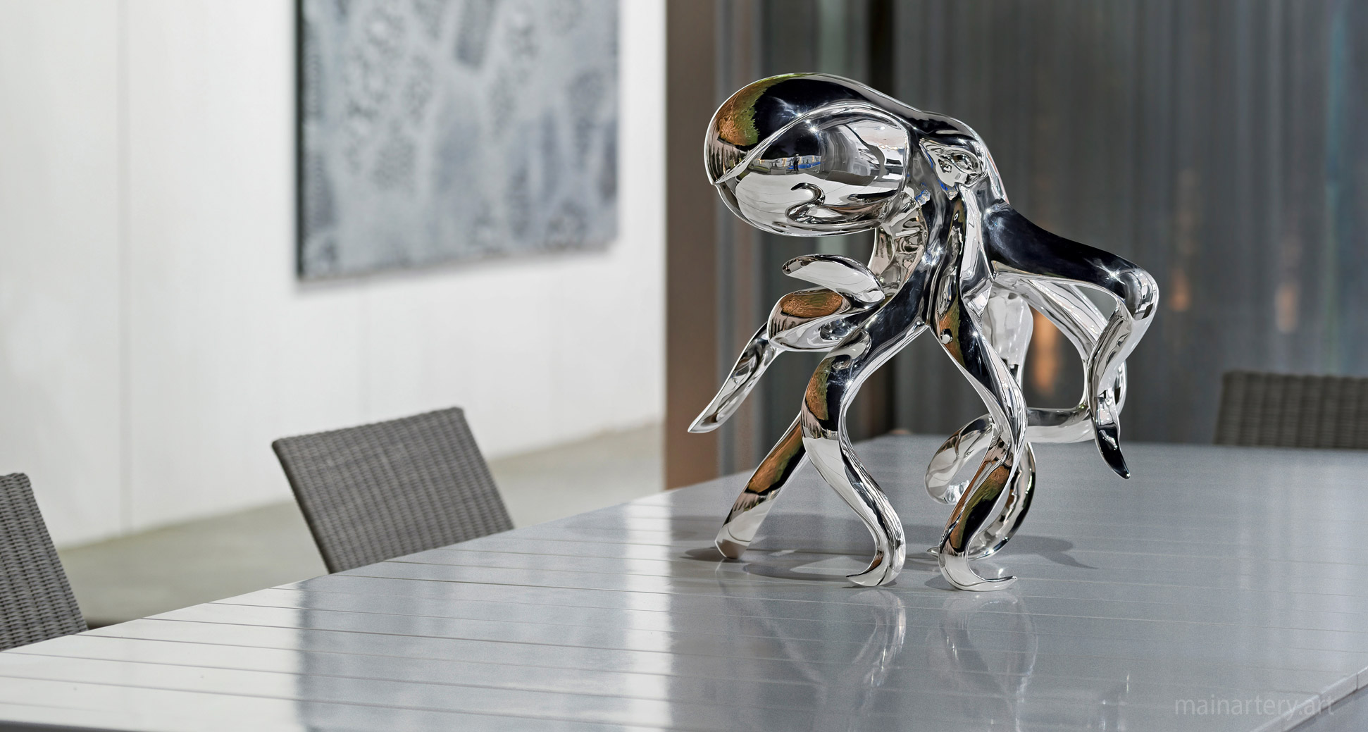 tiny stainless steel contemporary outdoor art image