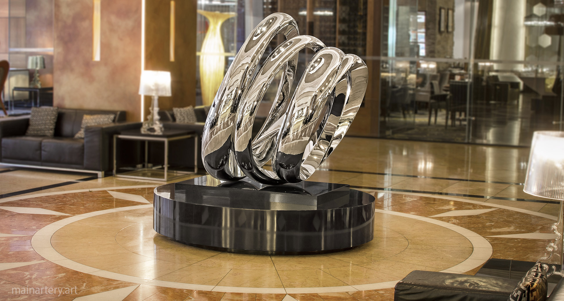 freestanding polished modern hotel artwork image