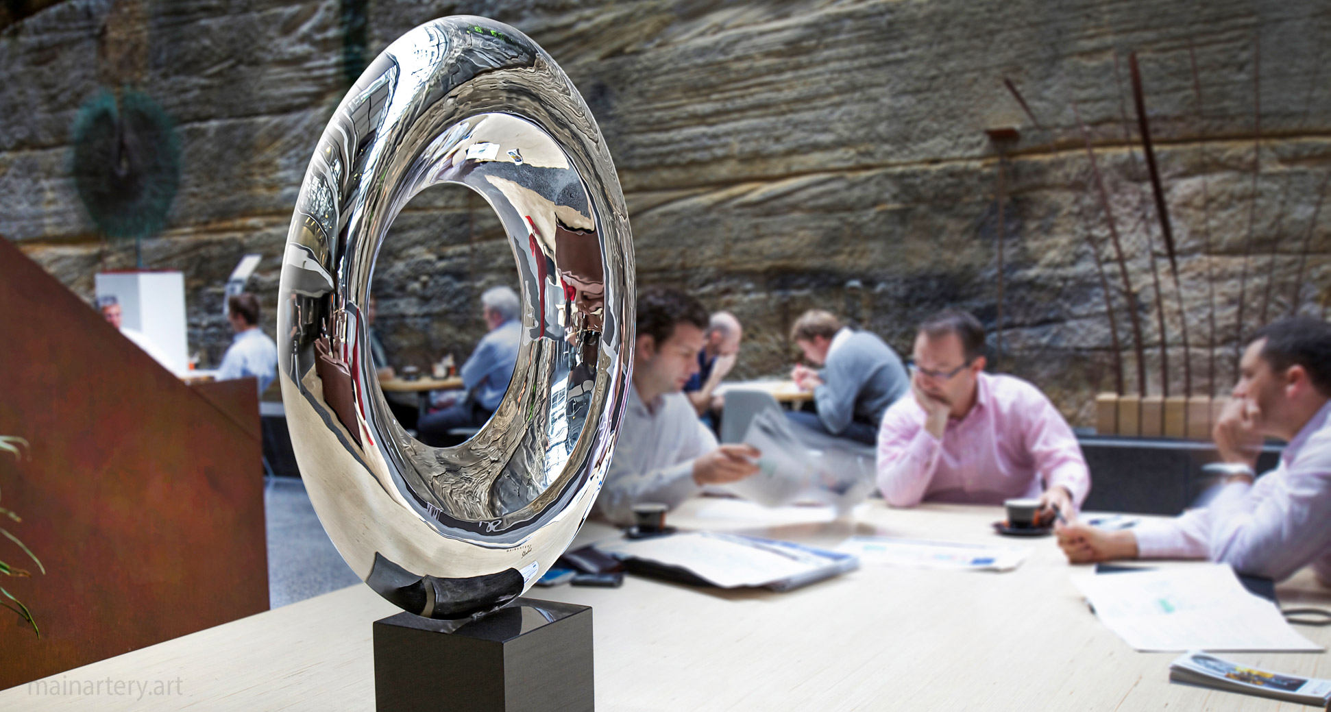 freestanding stainless modern interior sculpture image