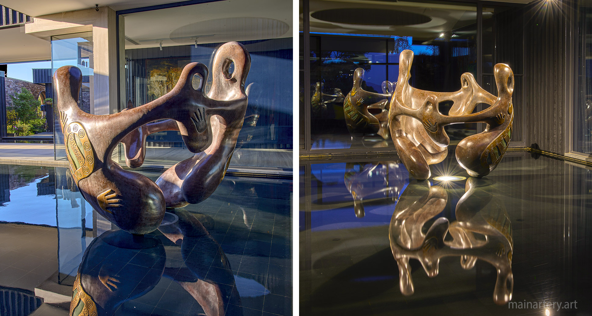 monumental multi patina figurative garden art sculpture image