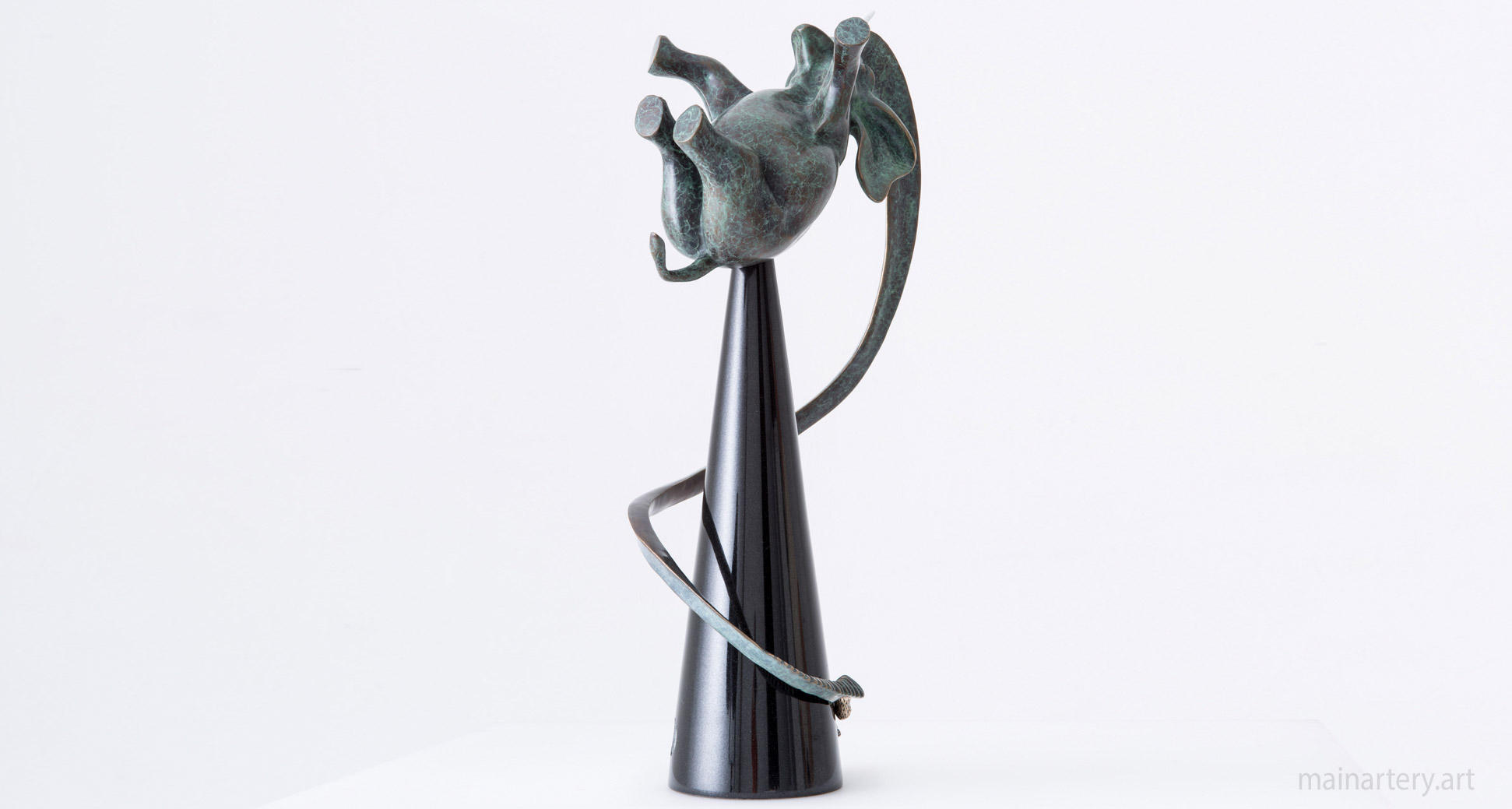 multi patina narrative elephant long trunk sculpture image