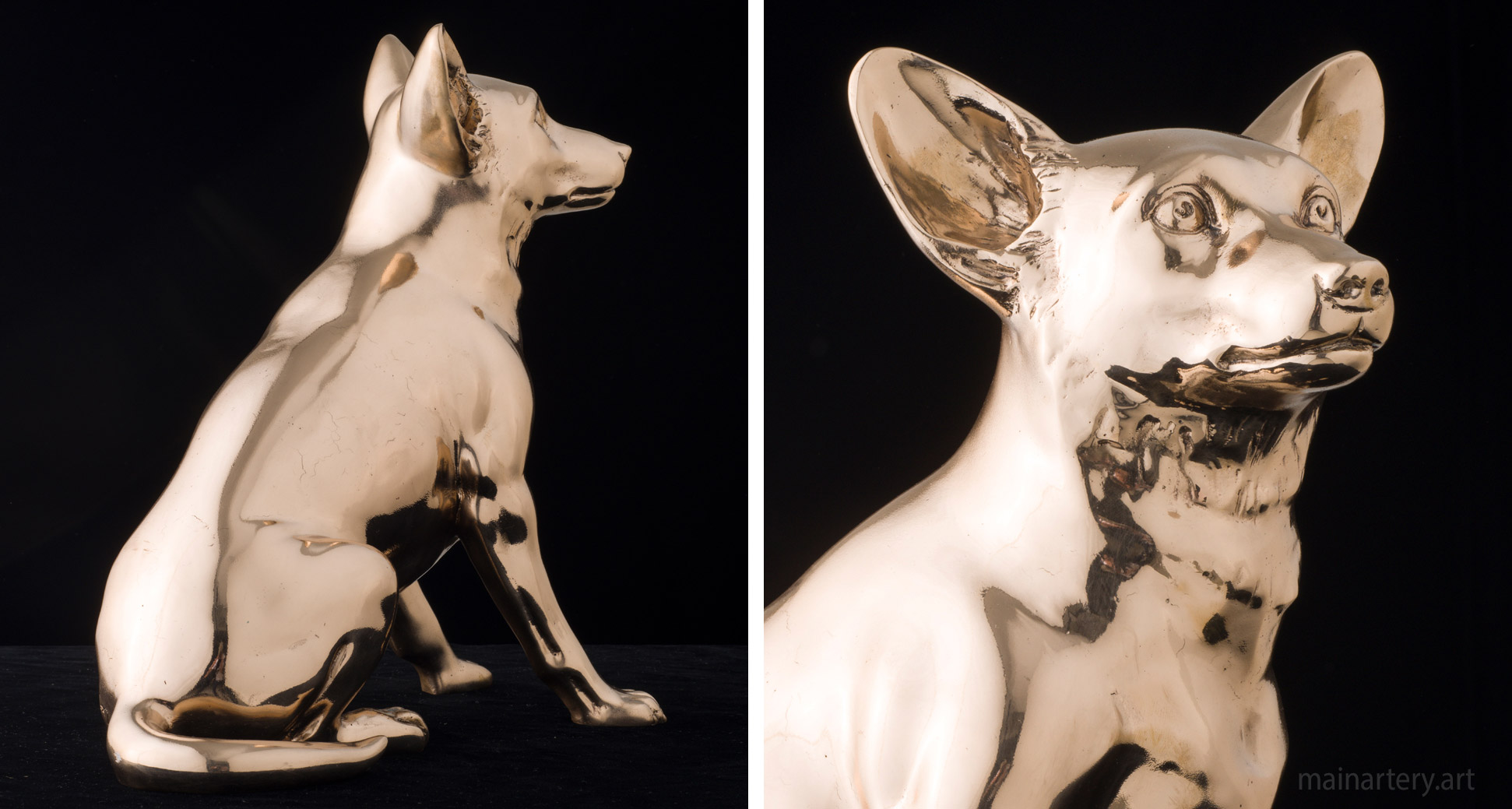 polished bronze realistic fox terrier art image