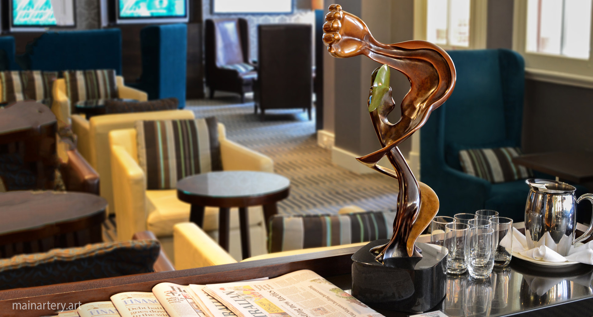 small multi patina surreal leaf cafe sculpture image