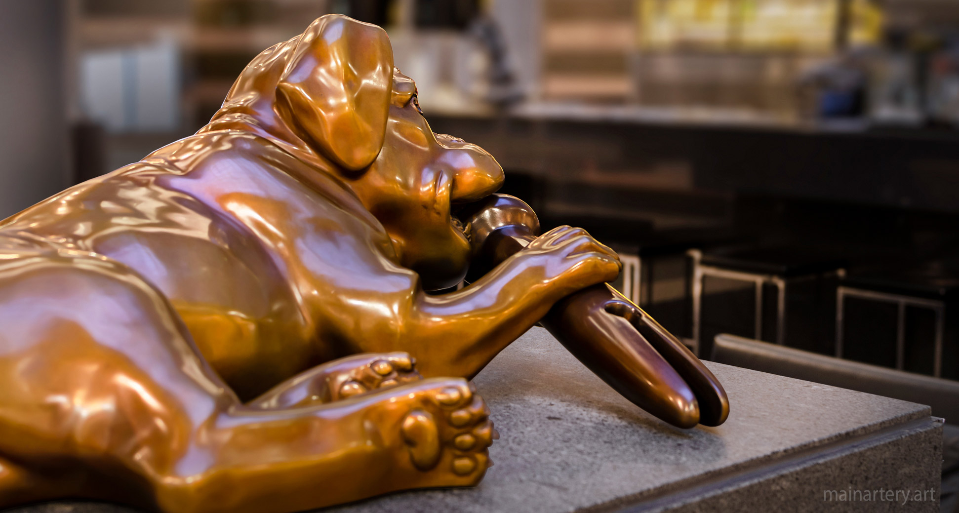 tabletop bronze puppy interior art image