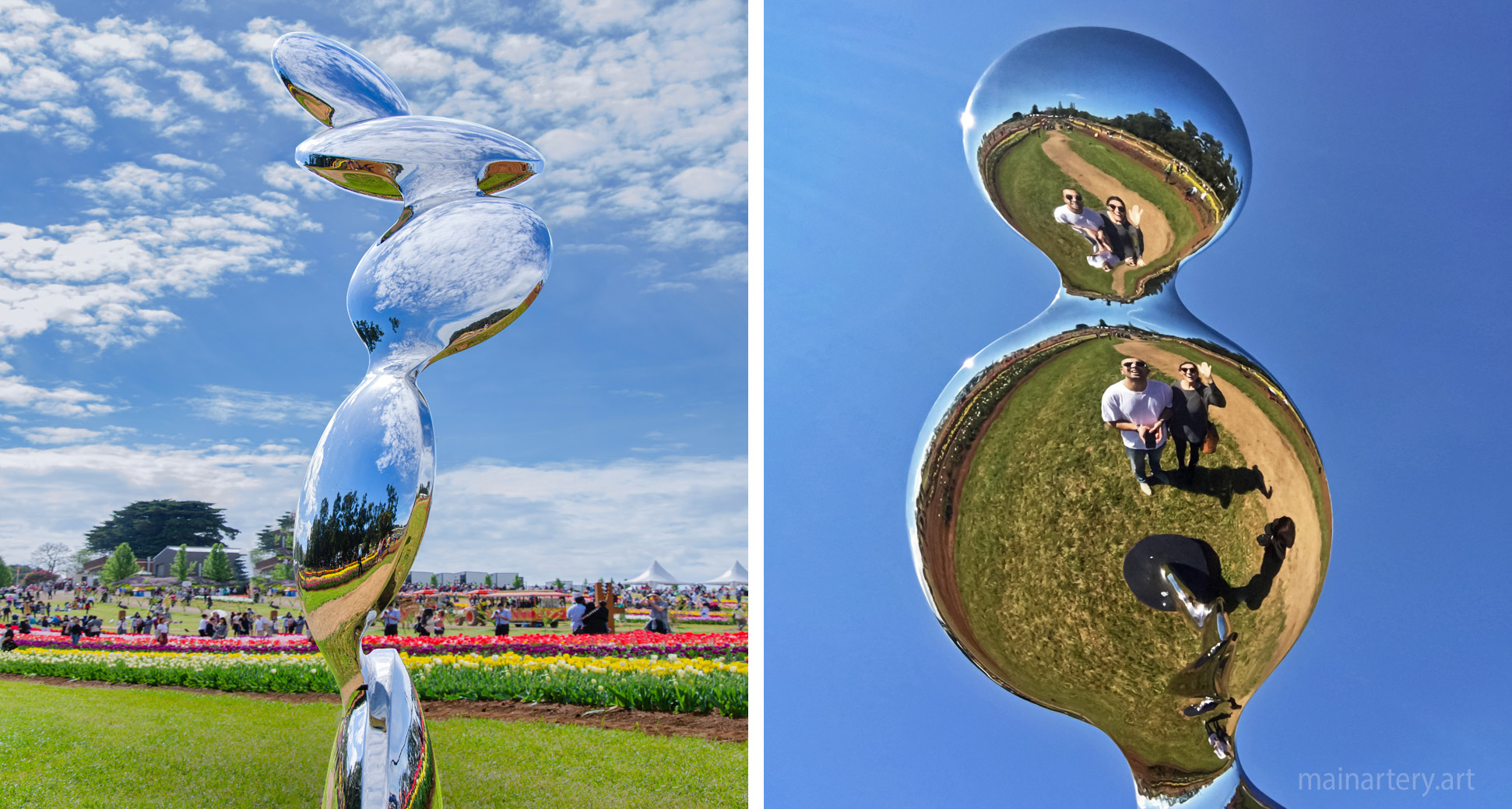 freestanding mirror polished contemporary outdoor sculpture image