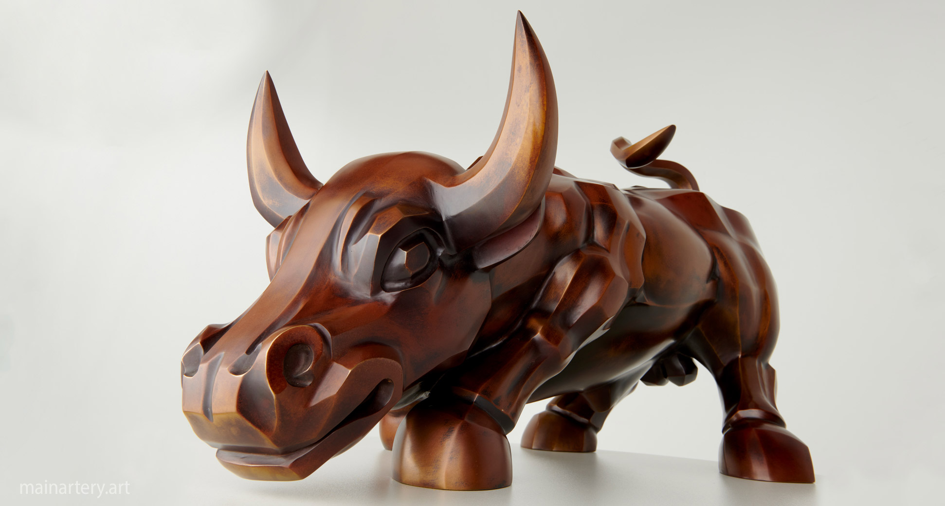 freestanding patina raging bull interior art image