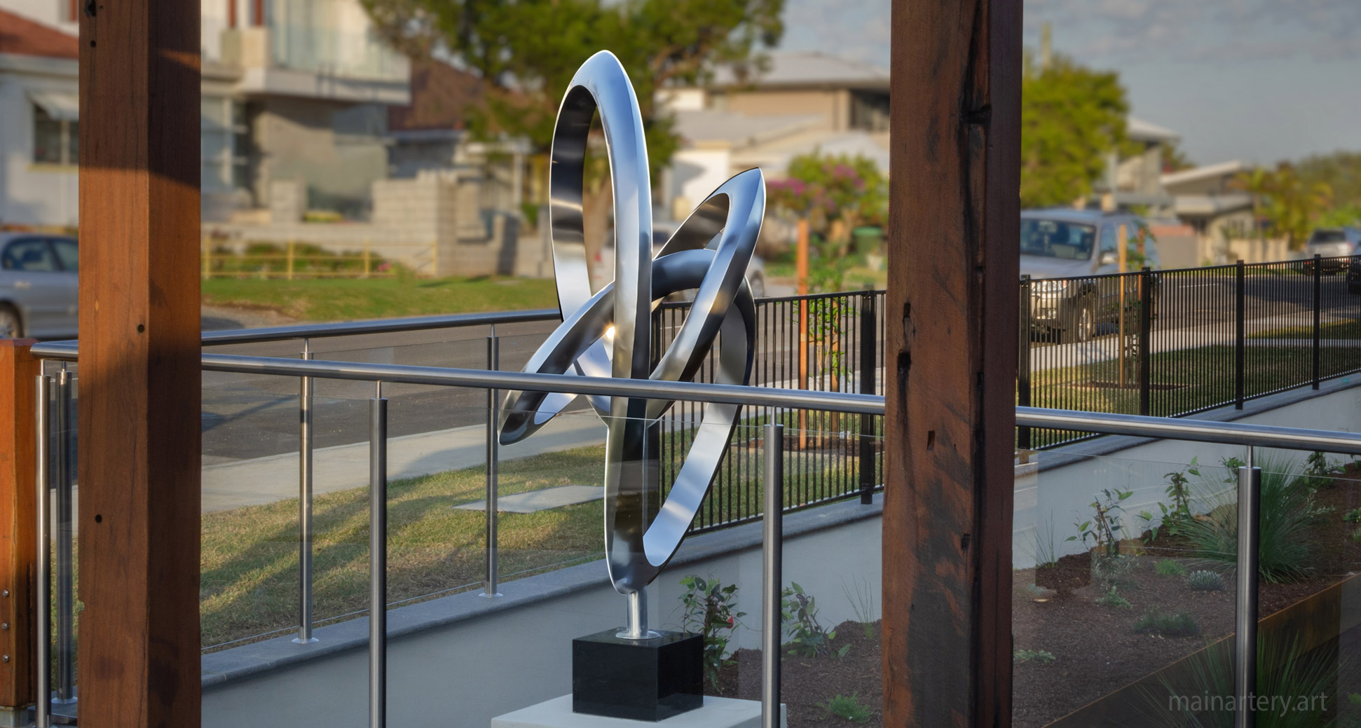 freestanding stainless spherical outdoor art image