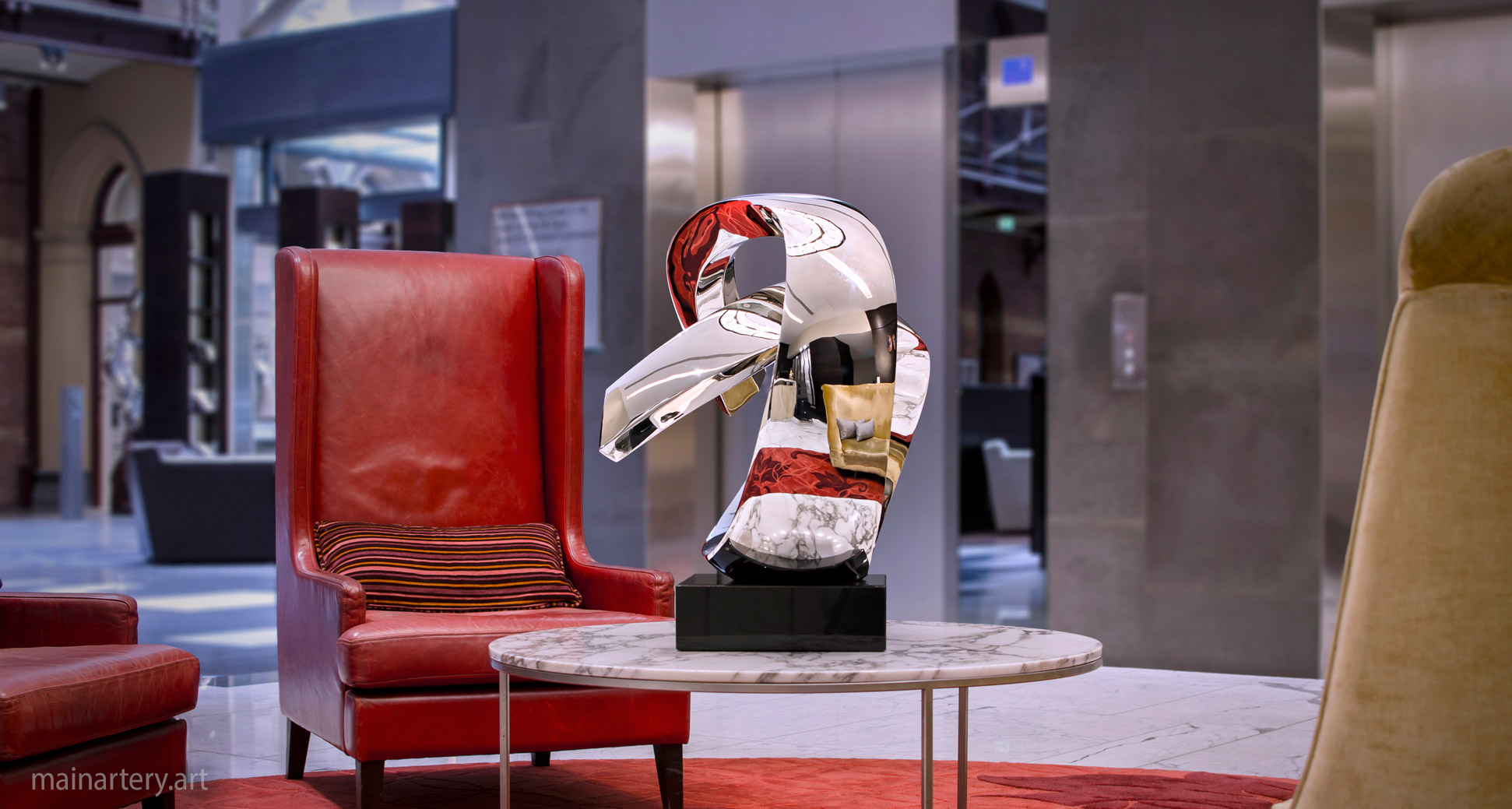 interior mirror polished spherical sculpture image