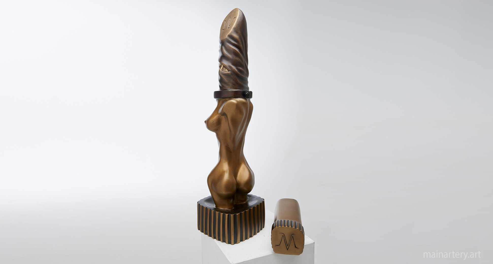 medium bronze surreal lipstick sculpture image