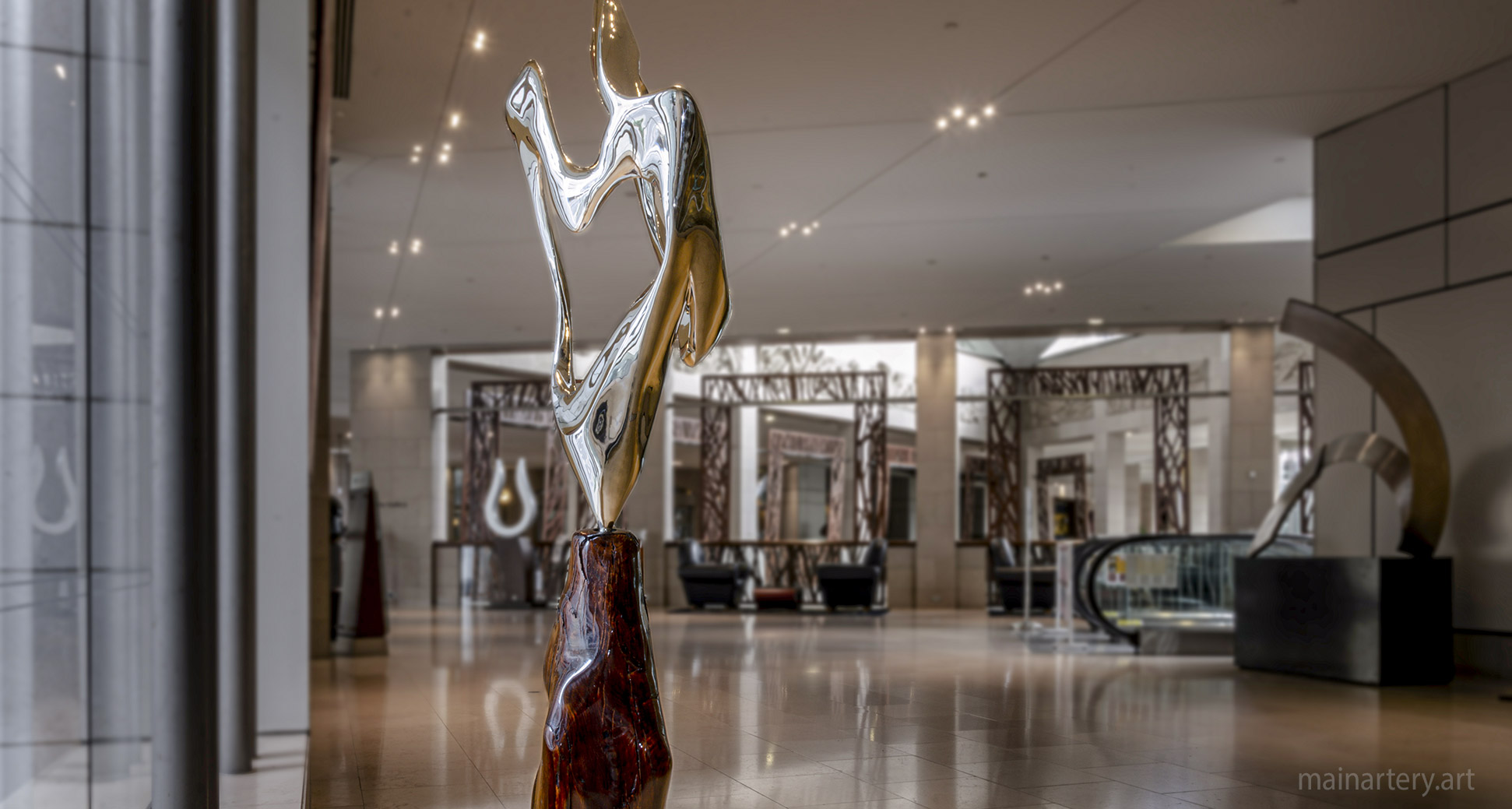 modern contemporary wooden base sculpture image