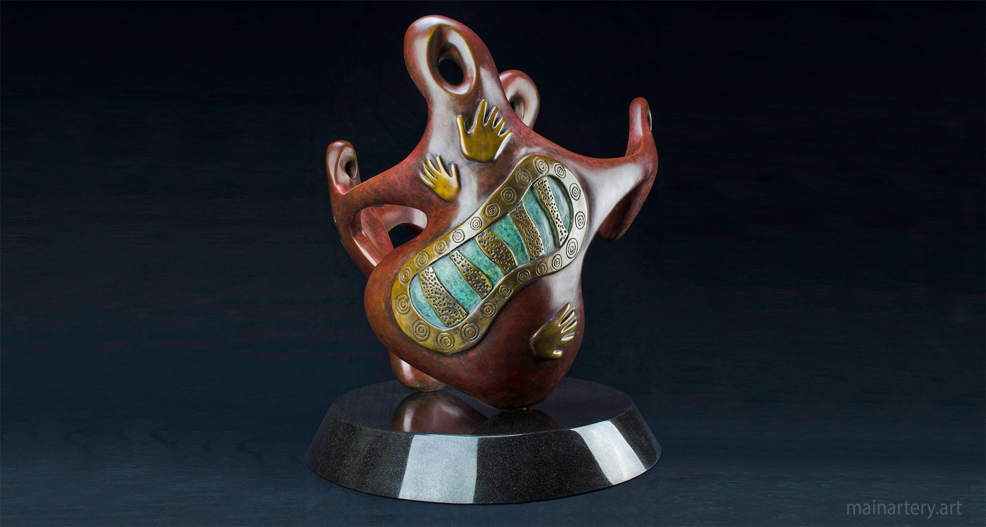 dancing aboriginal family bronze artwork image