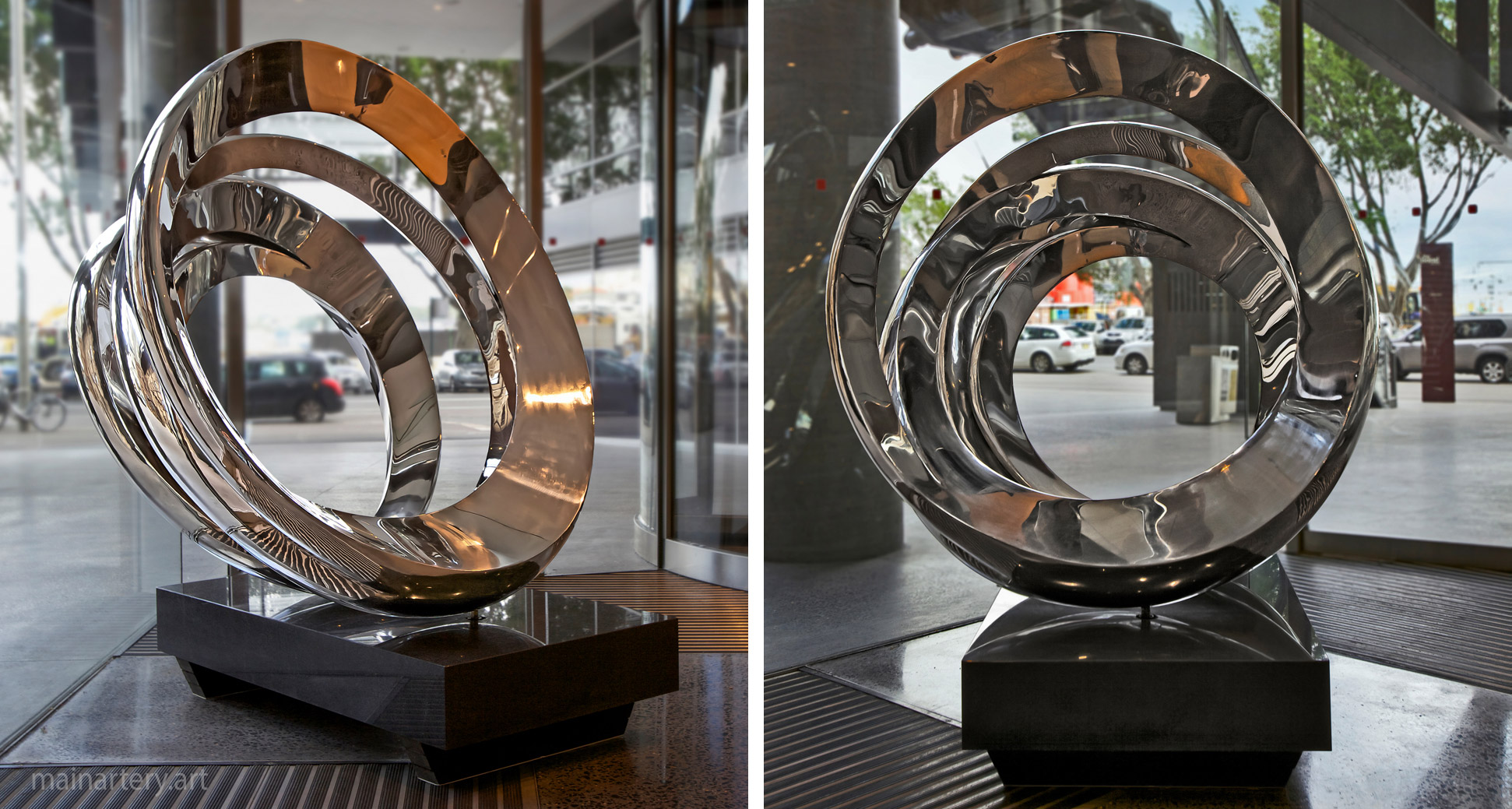 huge stainless abstract interior artwork image