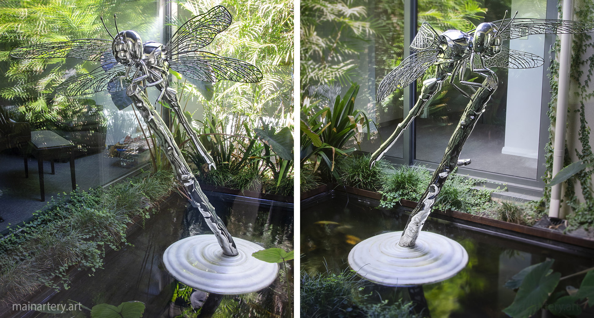 interior mirror polished organic dragonfly sculpture image