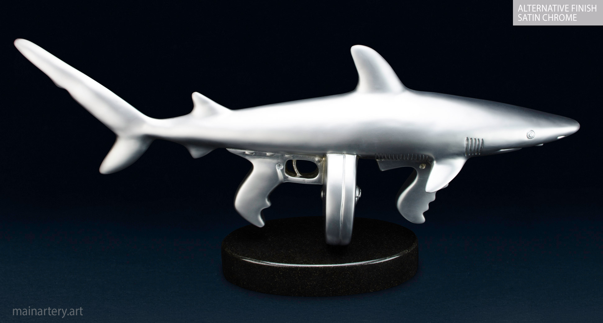 interior modern shark tommy gun sculpture image