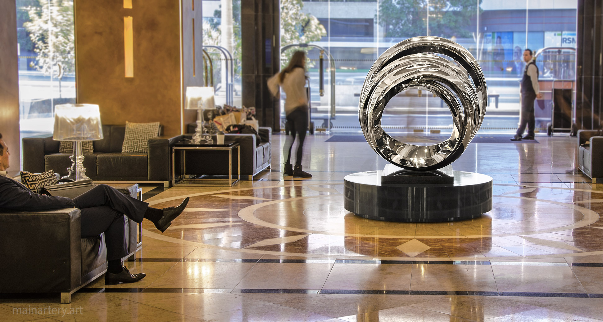 large mirror polished abstract public artwork image