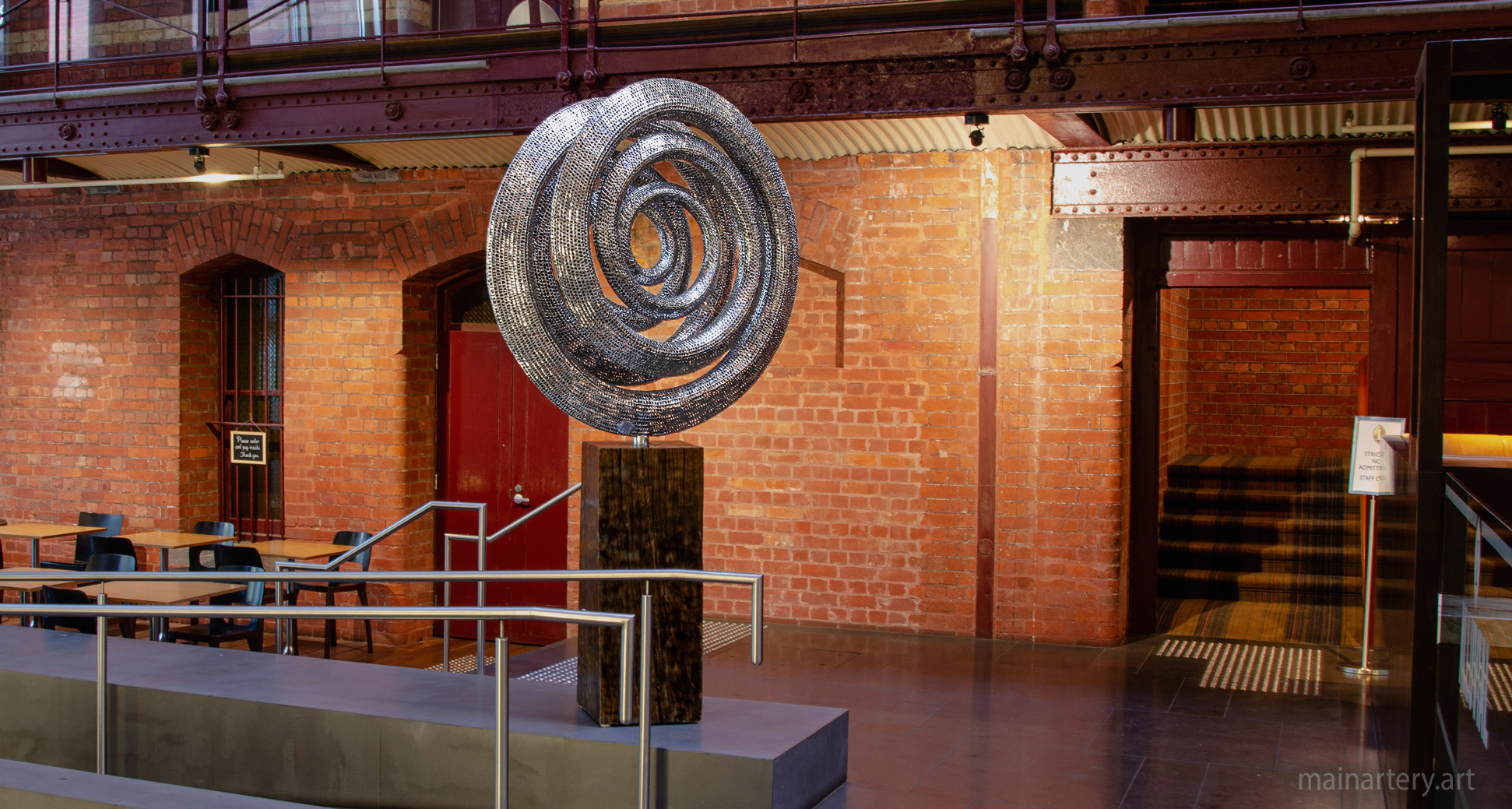 medium stainless steel spherical entrance lobby art image