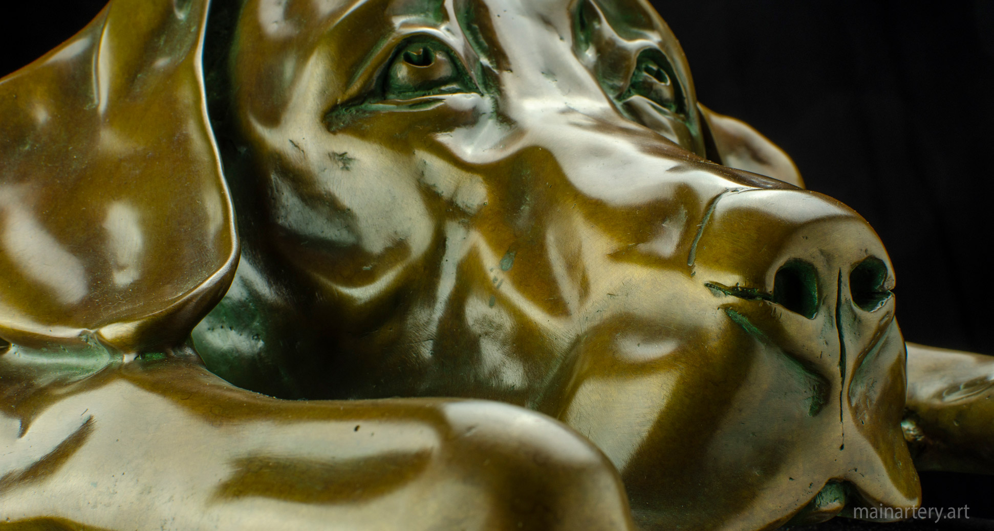 small bronze realistic pet portrait art image