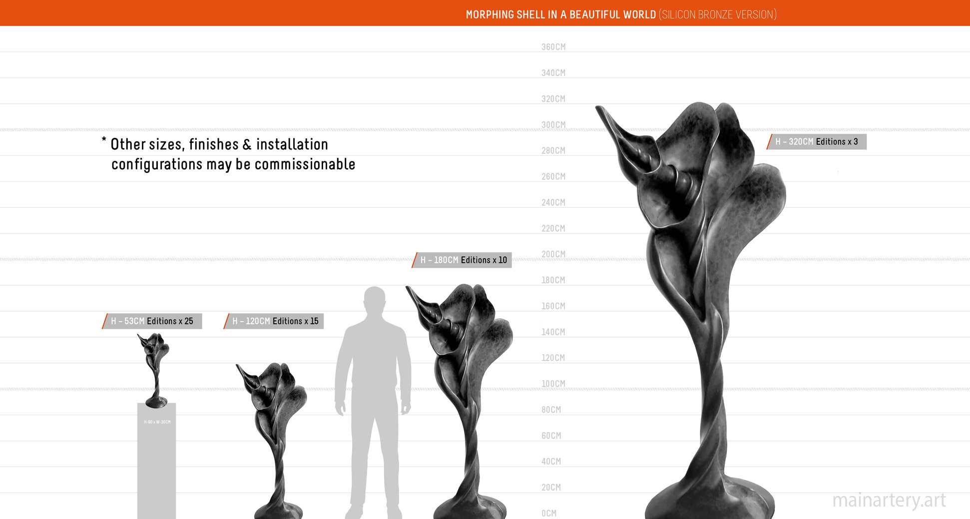 bronze morphing shell in a beautiful world sculpture scale sheet image
