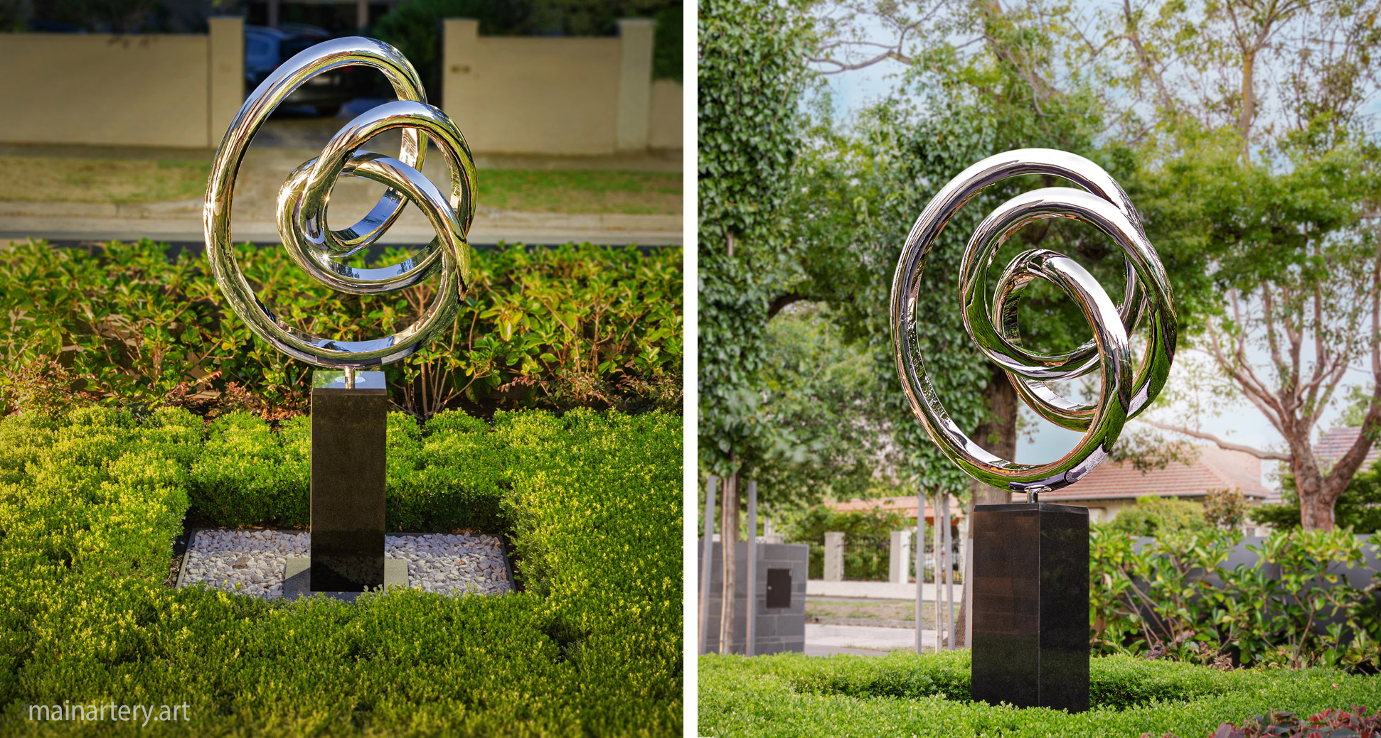 double tied mirror polished modern garden art image