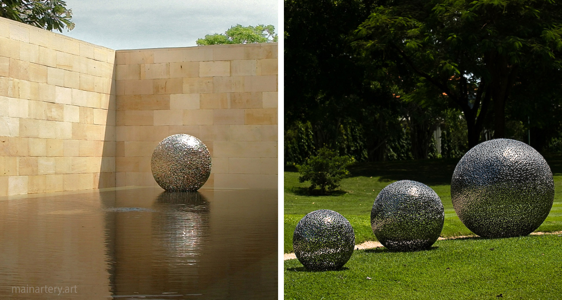 freestanding mirror polished abstract landscape art image