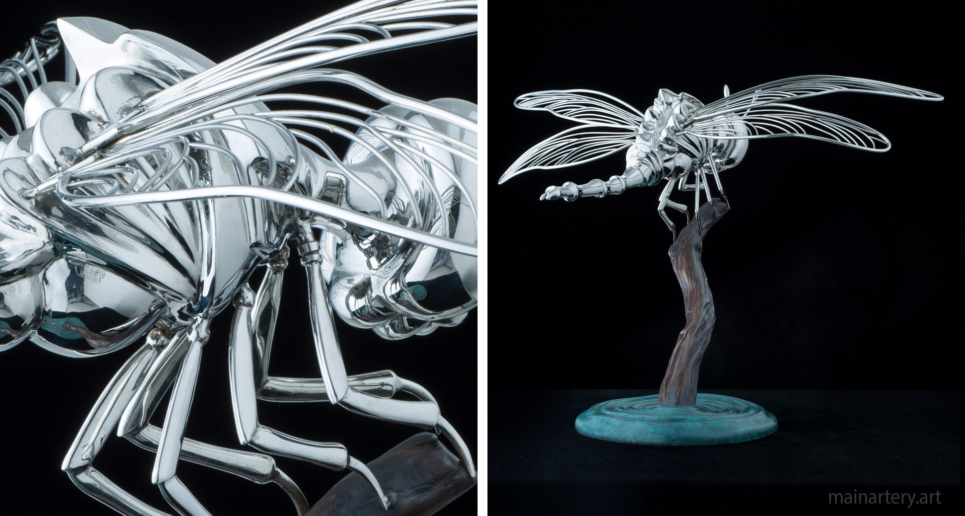 mirror polished tabletop dragonfly art image