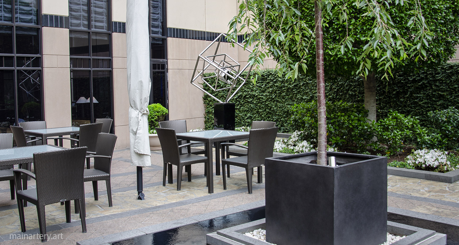 open spaces stainless steel contemporary landscape art image